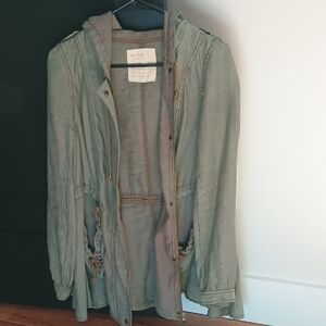 Free People Green Hooded Jacket